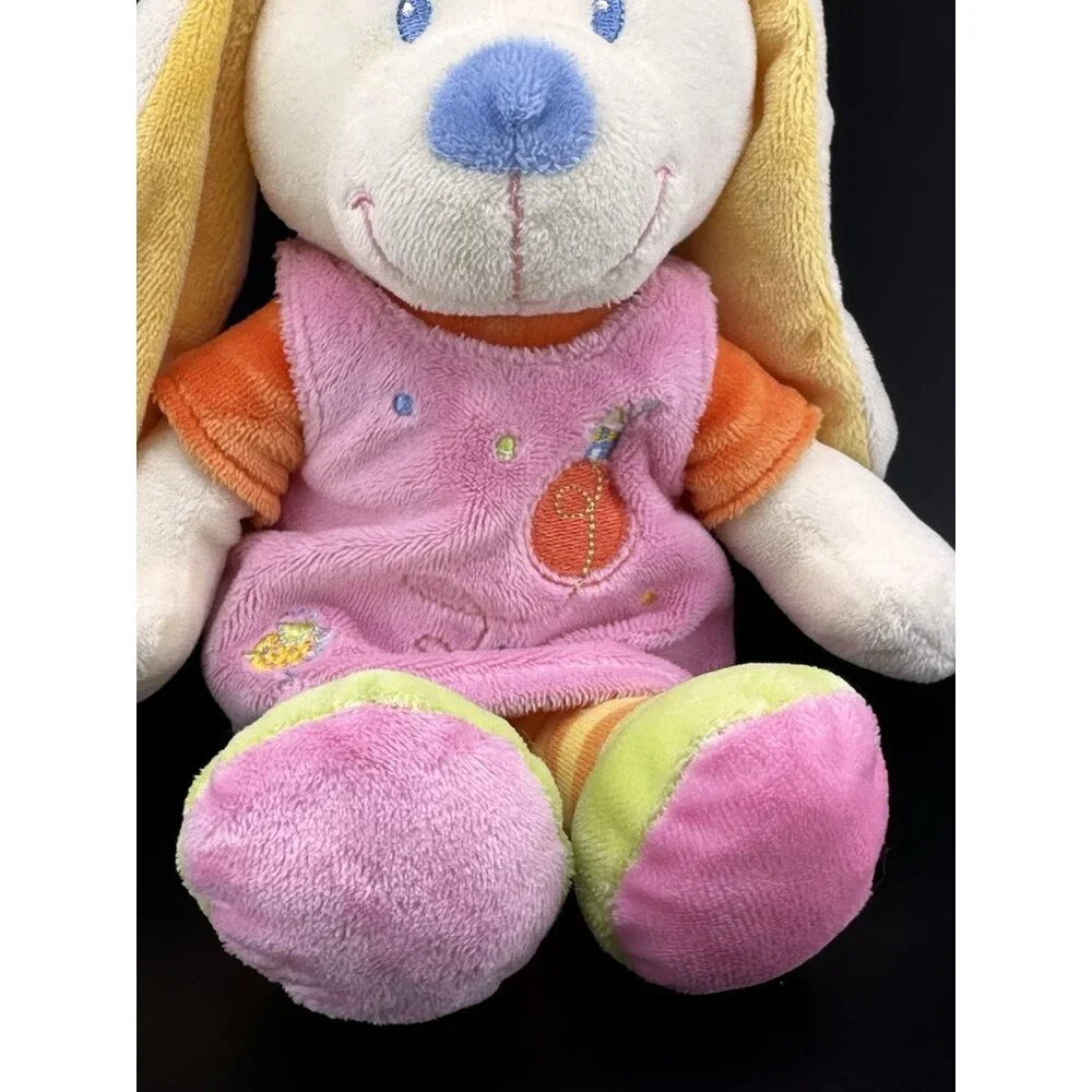 MOTS D'ENFANTS Soft Embroidered Bunny Rabbit Stuffed Animal Plush Made in France
